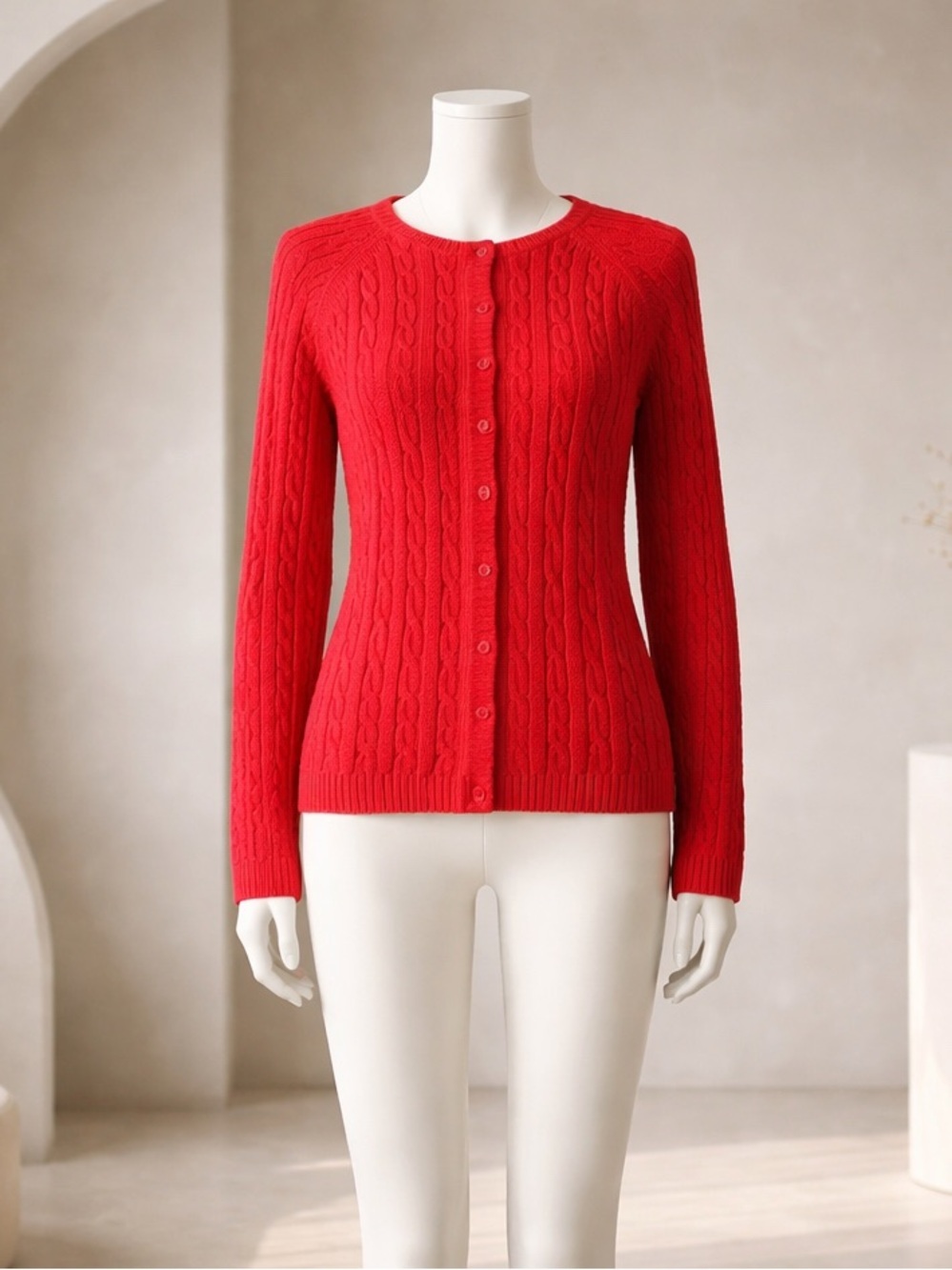 L.L Bean Orange Knit Cardigan Sweater
